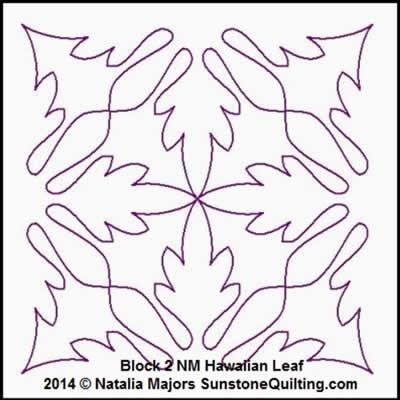 Digital Quilting Design Hawaiian Leaf Block 2 by Natalia Majors.