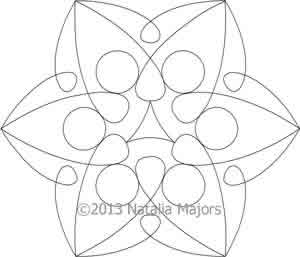Digital Quilting Design Hexagon Flower Block by Natalia Majors.
