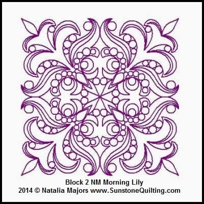 Digital Quilting Design Morning Lily Block 2 by Natalia Majors.