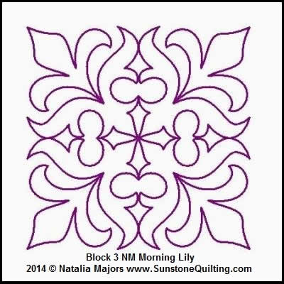 Digital Quilting Design Morning Lily Block 3 by Natalia Majors.