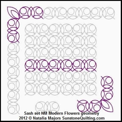 Digital Quilting Design Sash Set Modern Flowers Geometry by Natalia Majors.