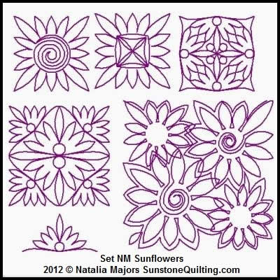 Digital Quilting Design Set Sunflowers by Natalia Majors.