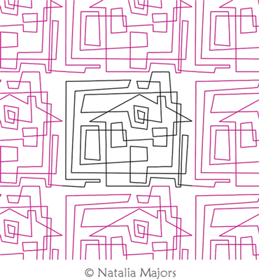 Doodling Houses E2E by Natalia Majors. This image demonstrates how this computerized pattern will stitch out once loaded on your robotic quilting system. A full page pdf is included with the design download.