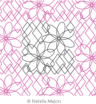 Wild Flower Diamond Simple E2E by Natalia Majors. This image demonstrates how this computerized pattern will stitch out once loaded on your robotic quilting system. A full page pdf is included with the design download.