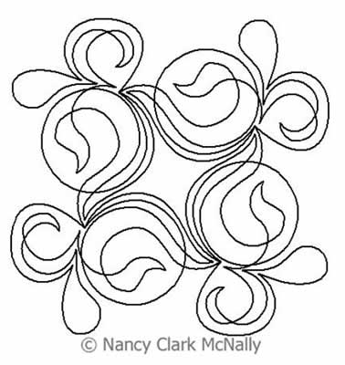 Digital Quilting Design Swoops and Swirls Block 3 by Nancy Clark McNally.