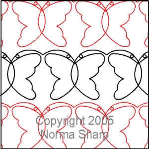 Digital Quilting Design Butterfly Pantograph by Norma Sharp.