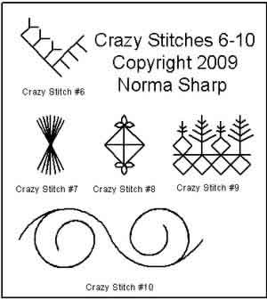 Digital Quilting Design Crazy Quilt Stitches 6-10 by Norma Sharp.