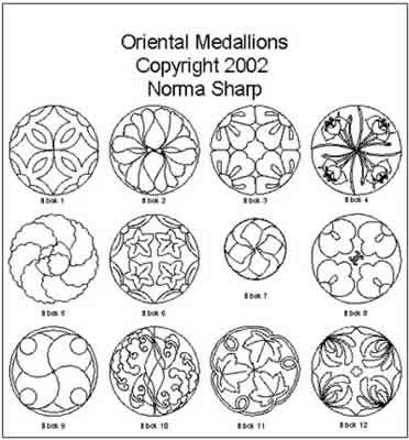 Digital Quilting Design Oriental Medallions by Norma Sharp.