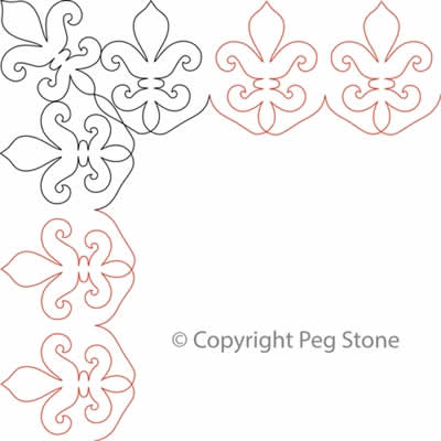 Digital Quilting Design Peg's Fleur de Lis  Border and Corner by Peg Stone.