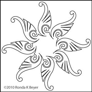 Digital Quilting Design Bohemian Tulip Motif 8 by Ronda Beyer.