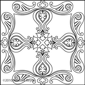 Digital Quilting Design Bohemian Tulip Medallion 1 by Ronda Beyer.