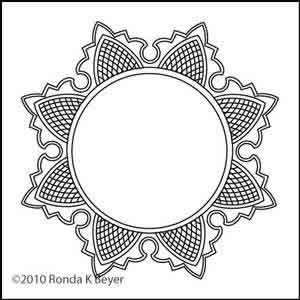 Digital Quilting Design Cathedral Lace Round Frame by Ronda Beyer.