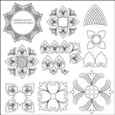 Digital Quilting Design Cathedral Lace Set 1 by Ronda Beyer.