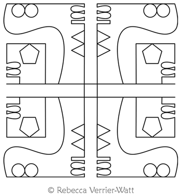 Queens Garden Block by Rebecca Verrier-Watt. This image demonstrates how this computerized pattern will stitch out once loaded on your robotic quilting system. A full page pdf is included with the design download.