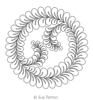 Digital Quilting Design Veined Feather Wreath by Sue Patten.
