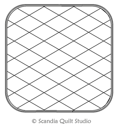 Digital Quilting Design 8 Inch Rounded Corner Potholder Diamond Grid by Scandia Quilt Studio