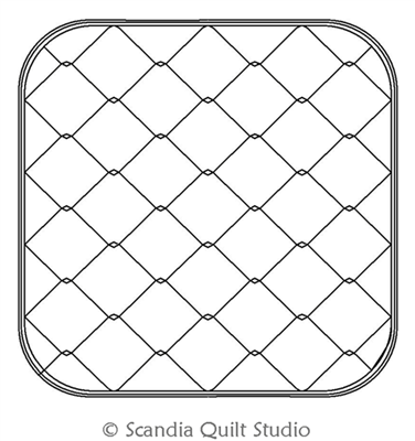 Digital Quilting Design 8 Inch Rounded Corner Potholder Fence Grid by Scandia Quilt Studio
