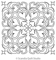 Digital Quilting Design Lazy Hearts Block 2 by Scandia Quilt Studio
