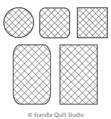 Digital Quilting Design Potholder Set Crosshatch by Scandia Quilt Studio