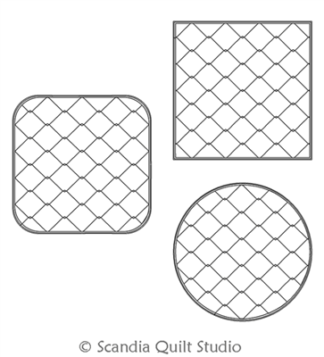 Digital Quilting Design Potholder Set Fence Grid by Scandia Quilt Studio