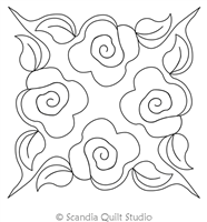 Digital Quilting Design Roses Block 2 by Scandia Quilt Studio
