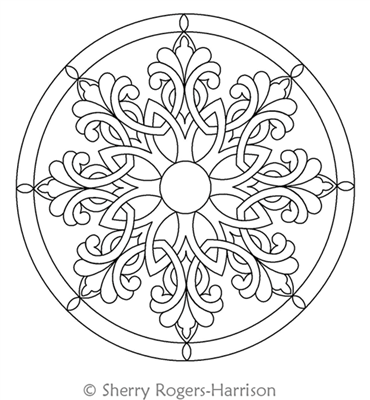 Digital Quilting Design Celtic Snowflake Medallion with Circles by Sherry Rogers-Harrison.