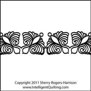 Digital Quilting Design Feathered Vase Border panto by Sherry Rogers-Harrison.