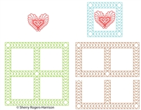 Digital Quilting Design Goosebumps Frame and Feather Heart Set by Sherry Rogers-Harrison.