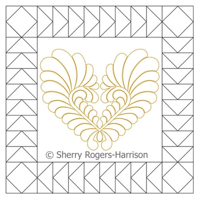 Digital Quilting Design Goosebumps Single Frame and Feather Heart Set by Sherry Rogers-Harrison.