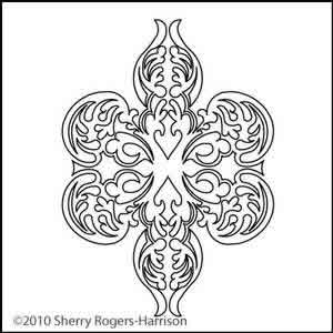 Digital Quilting Design Feathered Fleur Motif 2 by Sherry Rogers-Harrison.