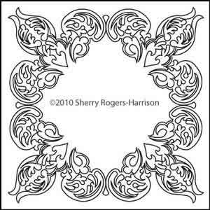 Digital Quilting Design Feathered Fleur Frame by Sherry Rogers-Harrison.