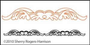 Digital Quilting Design Feathered Fleur Sash Motif 5 by Sherry Rogers-Harrison.