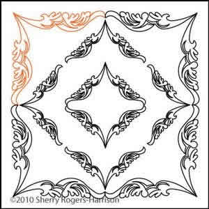 Digital Quilting Design Feathered Fleur Triangle 2 by Sherry Rogers-Harrison.