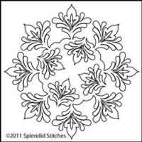 Digital Quilting Design Leaf Arabesque Wreath by Splendid Stitches.