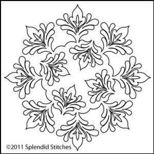 Digital Quilting Design Leaf Arabesque Wreath by Splendid Stitches.