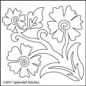 Digital Quilting Design Ruffle Flower Block by Splendid Stitches.