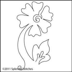 Digital Quilting Design Ruffle Flower Block Motif by Splendid Stitches.
