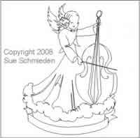 Digital Quilting Design Musical Cello Angel by Sue Schmieden.