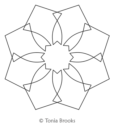 Core Block Tonia Brooks. This image demonstrates how this computerized pattern will stitch out once loaded on your robotic quilting system. A full page pdf is included with the design download.
