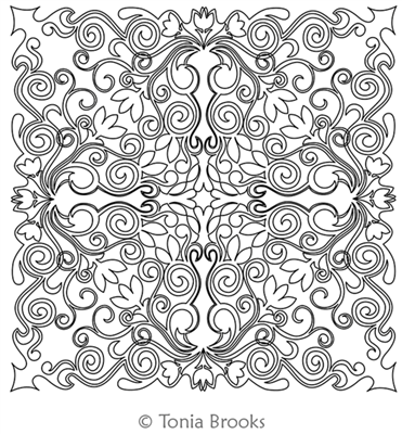 Elegant Scroll Block 1 by Tonia Brooks. This image demonstrates how this computerized pattern will stitch out once loaded on your robotic quilting system. A full page pdf is included with the design download.