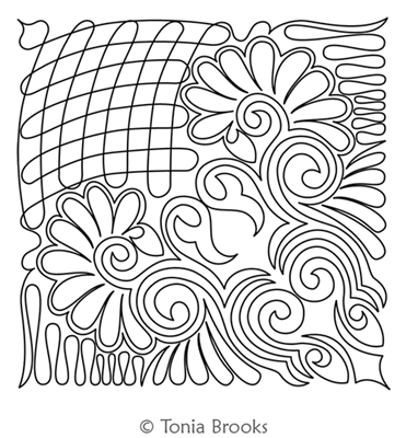 Graffito Block 2 by Tonia Brooks. This image demonstrates how this computerized pattern will stitch out once loaded on your robotic quilting system. A full page pdf is included with the design download.