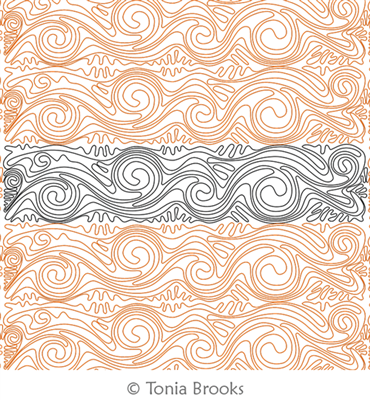 Whipped Cream Waves by Tonia Brooks. This image demonstrates how this computerized pattern will stitch out once loaded on your robotic quilting system. A full page pdf is included with the design download.