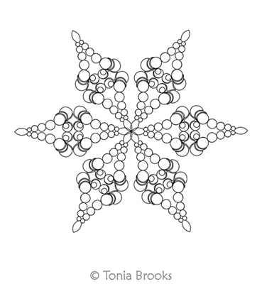 Bones Snowflake by Tonia Brooks. This image demonstrates how this computerized pattern will stitch out once loaded on your robotic quilting system. A full page pdf is included with the design download.