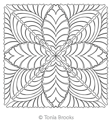 Dippy Feather Large Square by Tonia Brooks. This image demonstrates how this computerized pattern will stitch out once loaded on your robotic quilting system. A full page pdf is included with the design download.