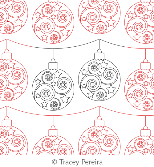 Digital Quilting Design Bauble Garland by Tracey Pereira.