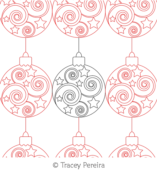 Digital Quilting Design Bauble Panto by Tracey Pereira.