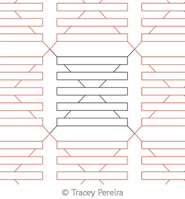 Modern Spools Border 1 by Tracey Pereira. This image demonstrates how this computerized pattern will stitch out once loaded on your robotic quilting system. A full page pdf is included with the design download.