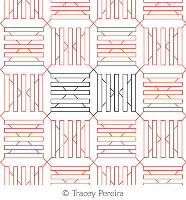 Modern Spools Border 2 by Tracey Pereira. This image demonstrates how this computerized pattern will stitch out once loaded on your robotic quilting system. A full page pdf is included with the design download.