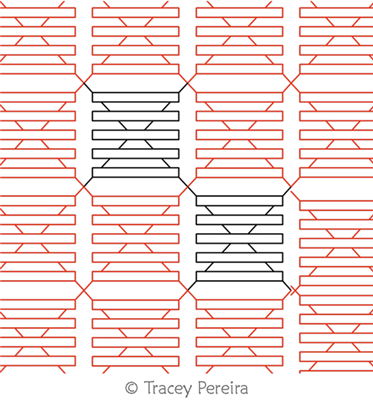 Modern Spools Panto by Tracey Pereira. This image demonstrates how this computerized pattern will stitch out once loaded on your robotic quilting system. A full page pdf is included with the design download.