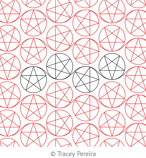 Digital Quilting Design Pentagram Star Circle by Tracey Pereira.